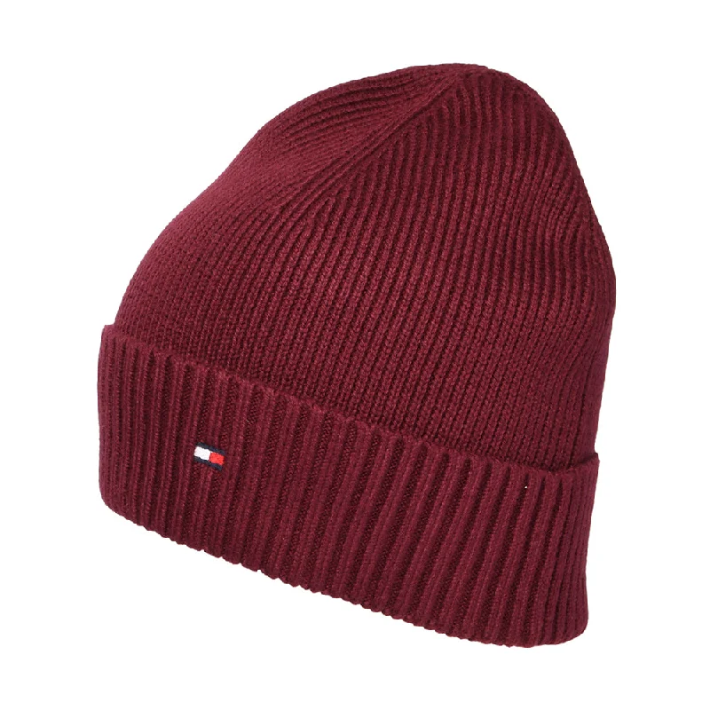 Lightweight ski gloves for racing-Tommy Hilfiger Hats Pima Essential Flag Cotton Cashmere Beanie Hat - Wine