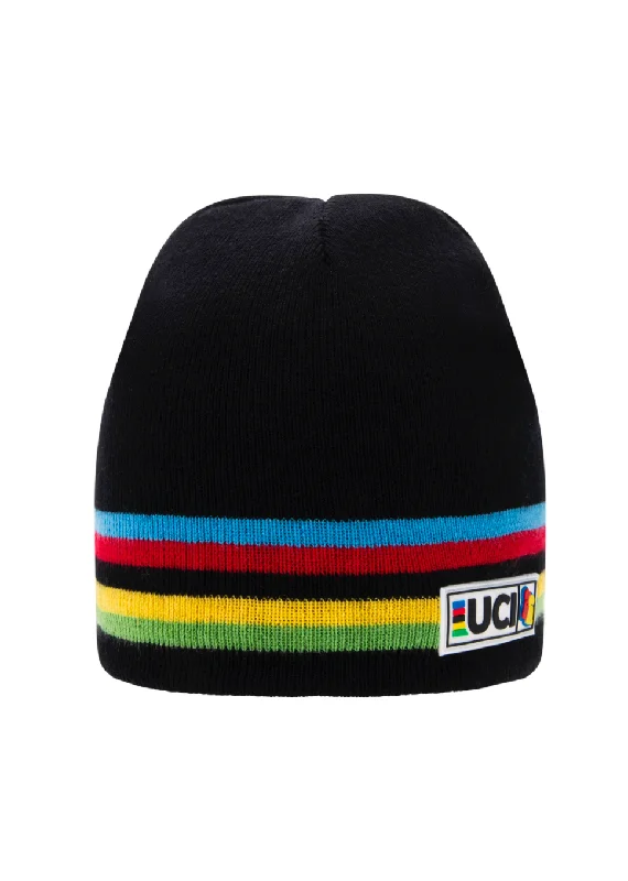 Lightweight ski socks for warmth-UCI Black Rainbow Beanie